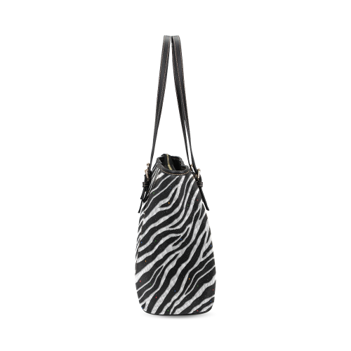 Ripped SpaceTime Stripes - White Leather Tote Bag/Large (Model 1640)