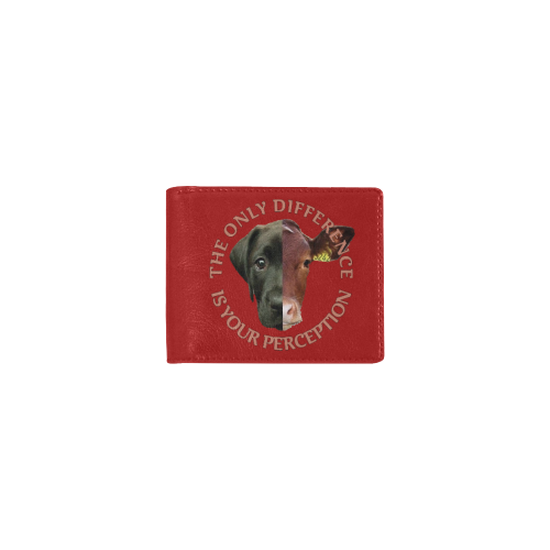 Vegan Cow and Dog Design with Slogan Mini Bifold Wallet (Model 1674)