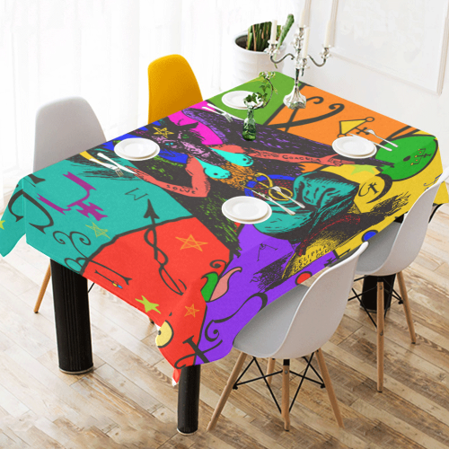 Awesome Baphomet Popart Cotton Linen Tablecloth 52"x 70"