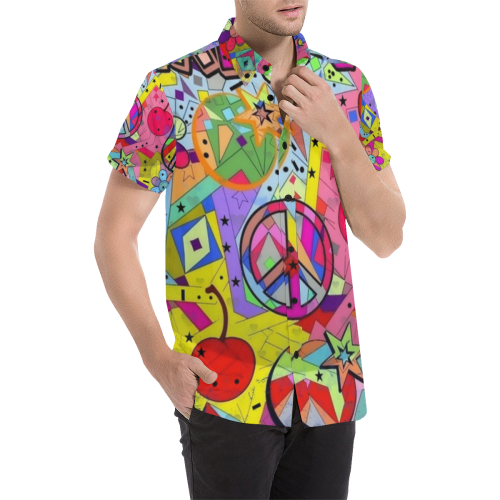 Happy Popart by Nico Bielow Men's All Over Print Short Sleeve Shirt (Model T53)