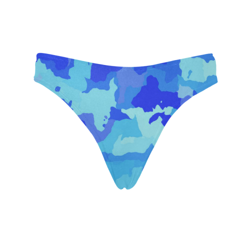 camouflage blue Women's All Over Print Thongs (Model L30)
