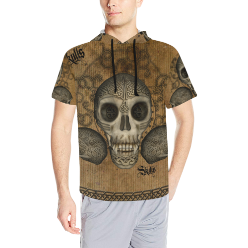 Awesome skull with celtic knot All Over Print Short Sleeve Hoodie for Men (Model H32)