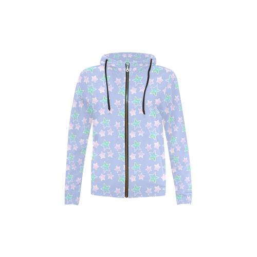 cute little tiny stars rainbow pastel colored pattern All Over Print Full Zip Hoodie for Kid (Model H14)