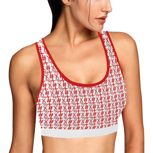NUMBERS Collection Symbols Red/White Women's All Over Print Sports Bra (Model T52)