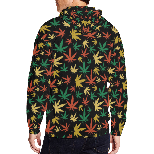 Cannabis Pattern All Over Print Full Zip Hoodie for Men (Model H14)