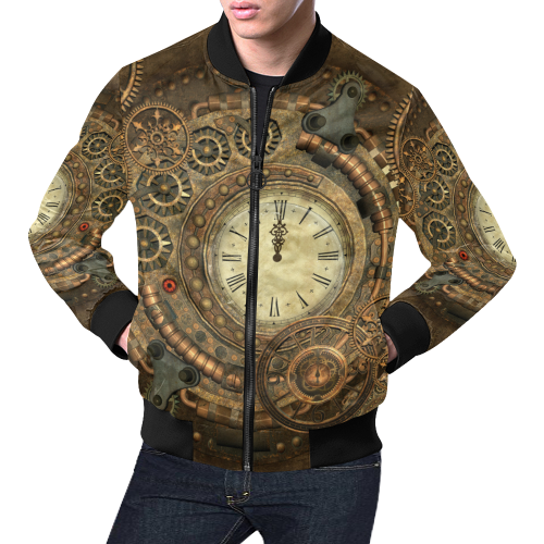 Steampunk, awesome clockwork All Over Print Bomber Jacket for Men/Large Size (Model H19)