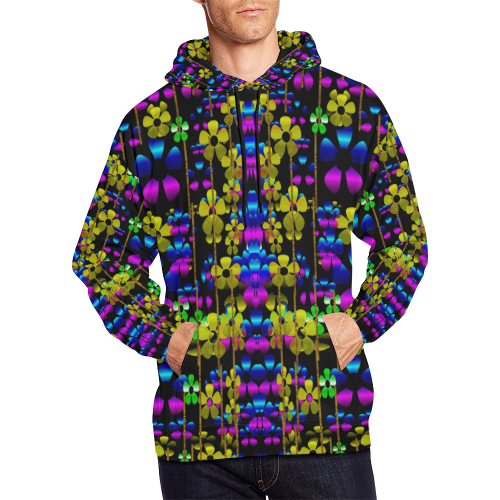 flowers in the dark All Over Print Hoodie for Men/Large Size (USA Size) (Model H13)