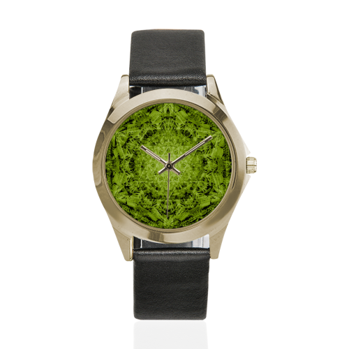 david star mandala 11 Unisex Silver-Tone Round Leather Watch (Model 216)