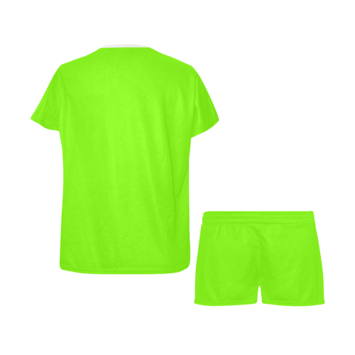 color chartreuse Women's Short Pajama Set
