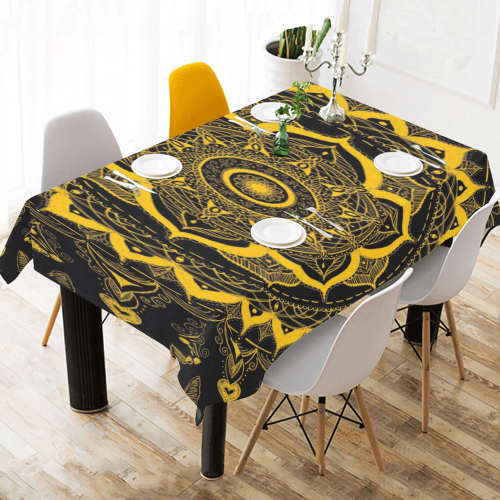 MANDALA SUNSHINE Cotton Linen Tablecloth 60" x 90"