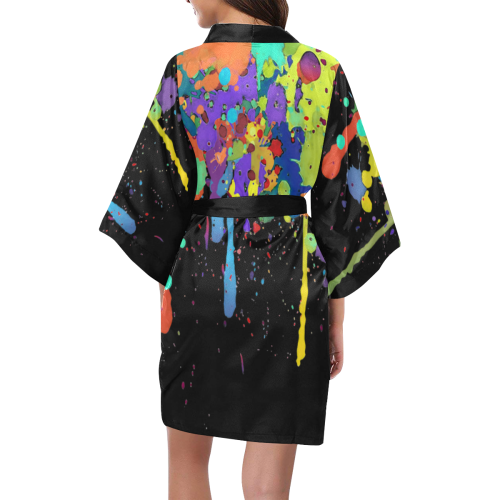 Crazy Multicolored Running Splashes II Kimono Robe