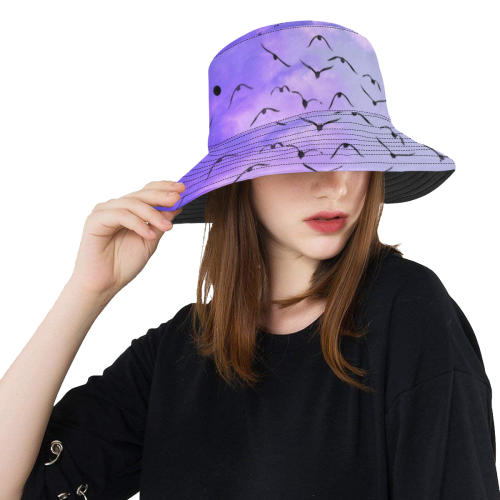 Trendy Birds, blue by JamColors All Over Print Bucket Hat