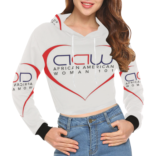 AAW101 White Crop Top Sweater All Over Print Crop Hoodie for Women (Model H22)