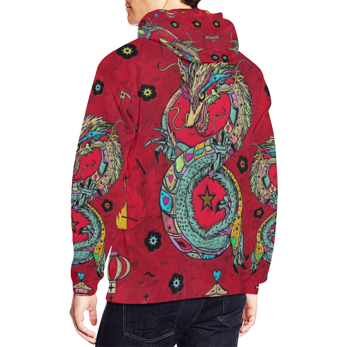 Dragon Popart by Nico Bielow All Over Print Hoodie for Men/Large Size (USA Size) (Model H13)