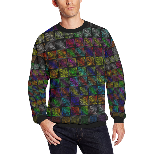Ripped SpaceTime Stripes Collection Men's Oversized Fleece Crew Sweatshirt/Large Size(Model H18)