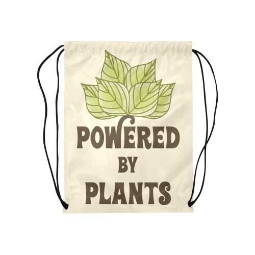 Powered by Plants (vegan) Medium Drawstring Bag Model 1604 (Twin Sides) 13.8"(W) * 18.1"(H)