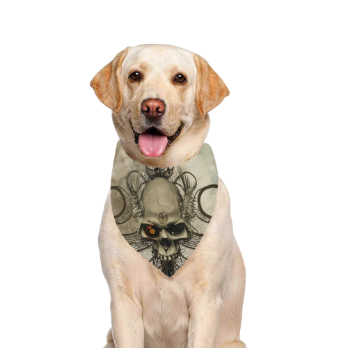 Creepy skull, vintage background Pet Dog Bandana/Large Size