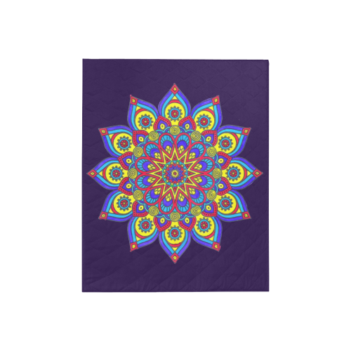 Brilliant Star Mandala Royal Blue Quilt 40"x50"