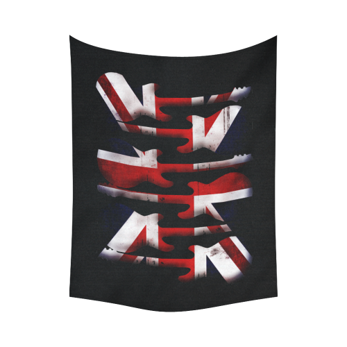 Union Jack British UK Flag Guitars Black Cotton Linen Wall Tapestry 80"x 60"
