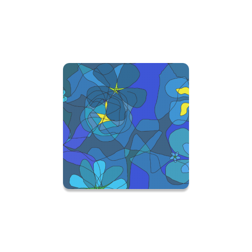Abstract Blue Floral Design 2020 Square Coaster