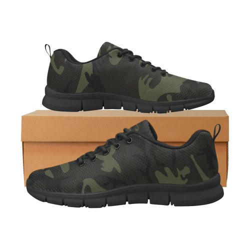 Camo Green Men's Breathable Running Shoes (Model 055)