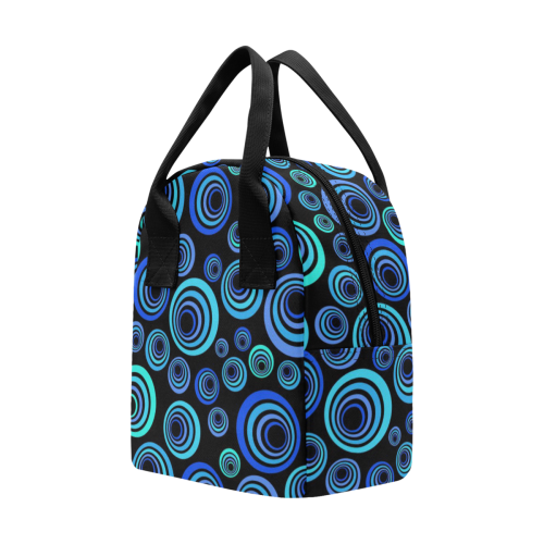 Retro Psychedelic Pretty Blue Pattern Zipper Lunch Bag (Model 1689)