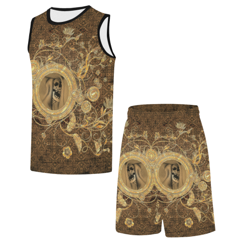 Awesome skull on a button All Over Print Basketball Uniform