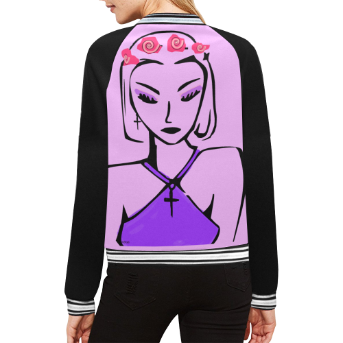 FASHION ROSE GIRL BGB PRINT JACKET All Over Print Bomber Jacket for Women (Model H21)