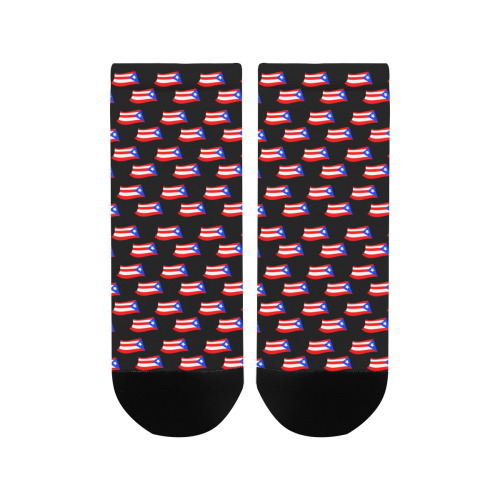 Puerto Rican Flags Black Women's Ankle Socks