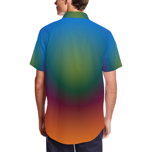 bigrichradialspectrum Men's Short Sleeve Shirt with Lapel Collar (Model T54)