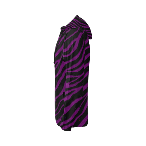 Ripped SpaceTime Stripes - Purple All Over Print Full Zip Hoodie for Women (Model H14)