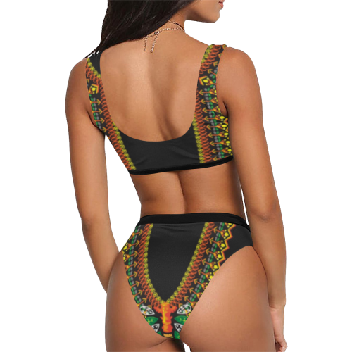 Cashmere Nubian womens bathing suit Sport Top & High-Waisted Bikini Swimsuit (Model S07)