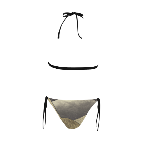 sun space #modern #art Buckle Front Halter Bikini Swimsuit (Model S08)