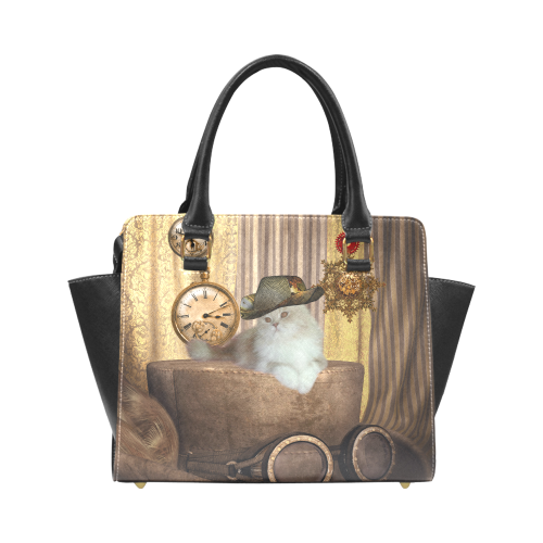 Funny steampunk cat Rivet Shoulder Handbag (Model 1645)