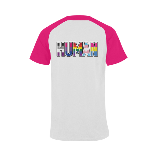 Men's HUMAN PRIDE! Shirt Pink Men's Raglan T-shirt Big Size (USA Size) (Model T11)