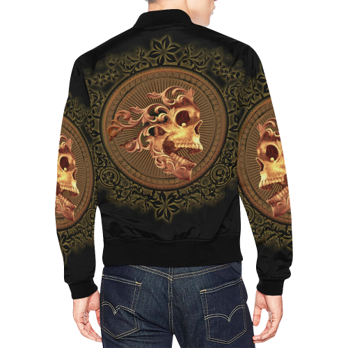 Amazing skull with floral elements All Over Print Bomber Jacket for Men/Large Size (Model H19)
