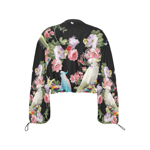 Cockatoos and Hoops Cropped Chiffon Jacket for Women (Model H30)