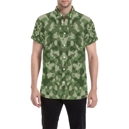 CAMOUFLAGE-GREEN 1 Men's All Over Print Short Sleeve Shirt/Large Size (Model T53)