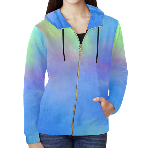 It's a Beautiful Day All Over Print Full Zip Hoodie for Women (Model H14)