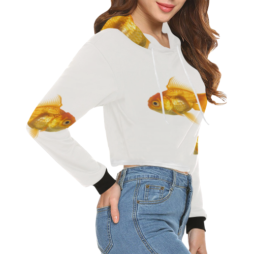 GOLDFISH All Over Print Crop Hoodie for Women (Model H22)