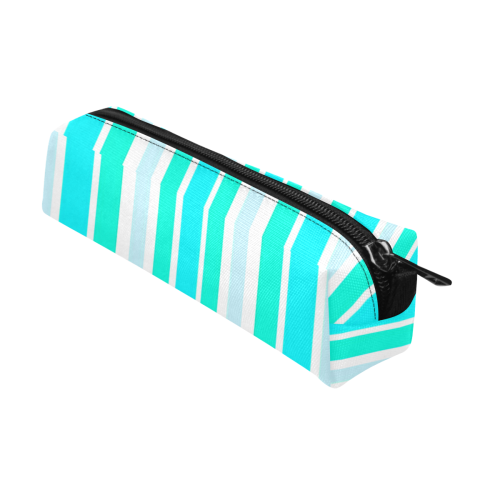 Turquoise Green Stripes Pencil Pouch/Small (Model 1681)