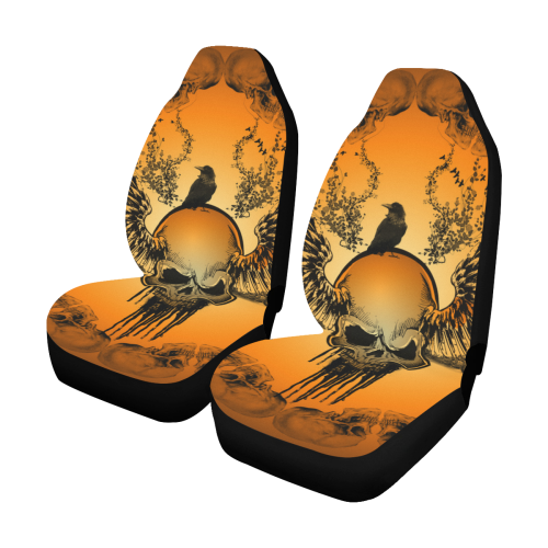 Amazing skull with crow Car Seat Covers (Set of 2)