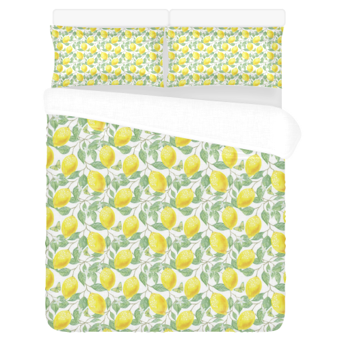 Lemons And Butterfly 3-Piece Bedding Set