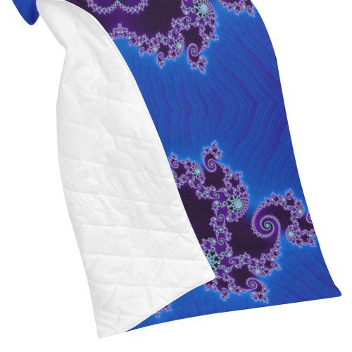 Blue Hearts and Lace Fractal Abstract 2 Quilt 70"x80"