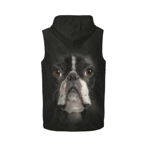 Boston Terrier III All Over Print Sleeveless Zip Up Hoodie for Men (Model H16)