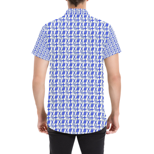 NUMBERS Collection Symbols (Pattern) Blue/White Men's All Over Print Short Sleeve Shirt (Model T53)