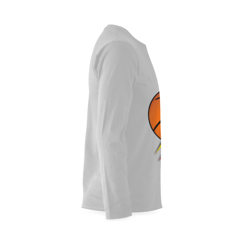 Basketball Lightning Bolt Red and Gold on Gray Sunny Men's T-shirt (long-sleeve) (Model T08)