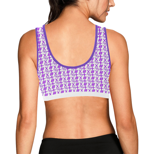 NUMBERS Collection Symbols Purple/White Women's All Over Print Sports Bra (Model T52)