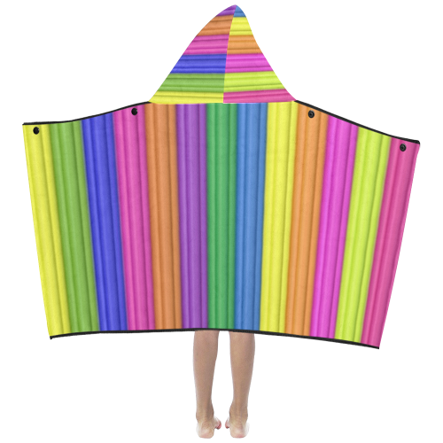 Rainbow strips Kids' Hooded Bath Towels