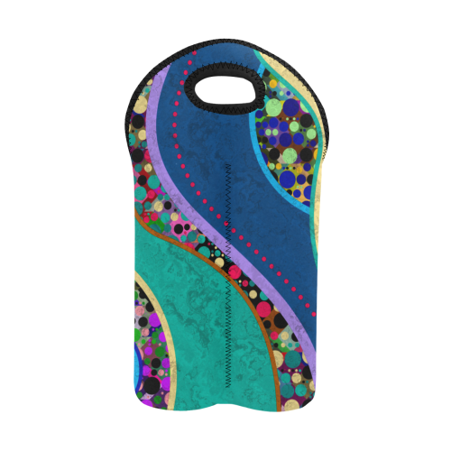 Abstract Pattern Mix - Dots And Colors 1 2-Bottle Neoprene Wine Bag